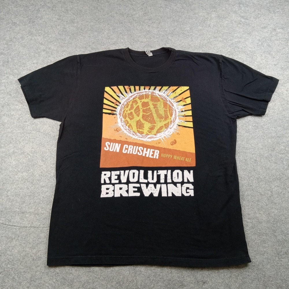 Revolution Brewing Shirt Mens XL Sun Crusher Black Beer Graphic Tee Cotton